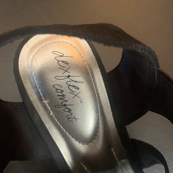 Deflex Comfort Strappy Stretch Black Suede Wedge - Picture 6 of 7